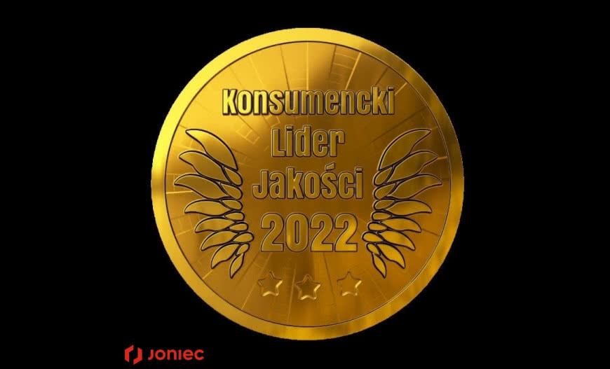 KONSUMENCKI LIDER JAKOŚCI 2022 - złote godło dla marki JONIEC